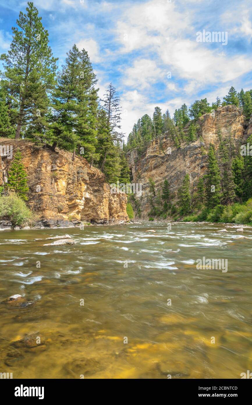 cliffs along the blackfoot river above river junction near ovando