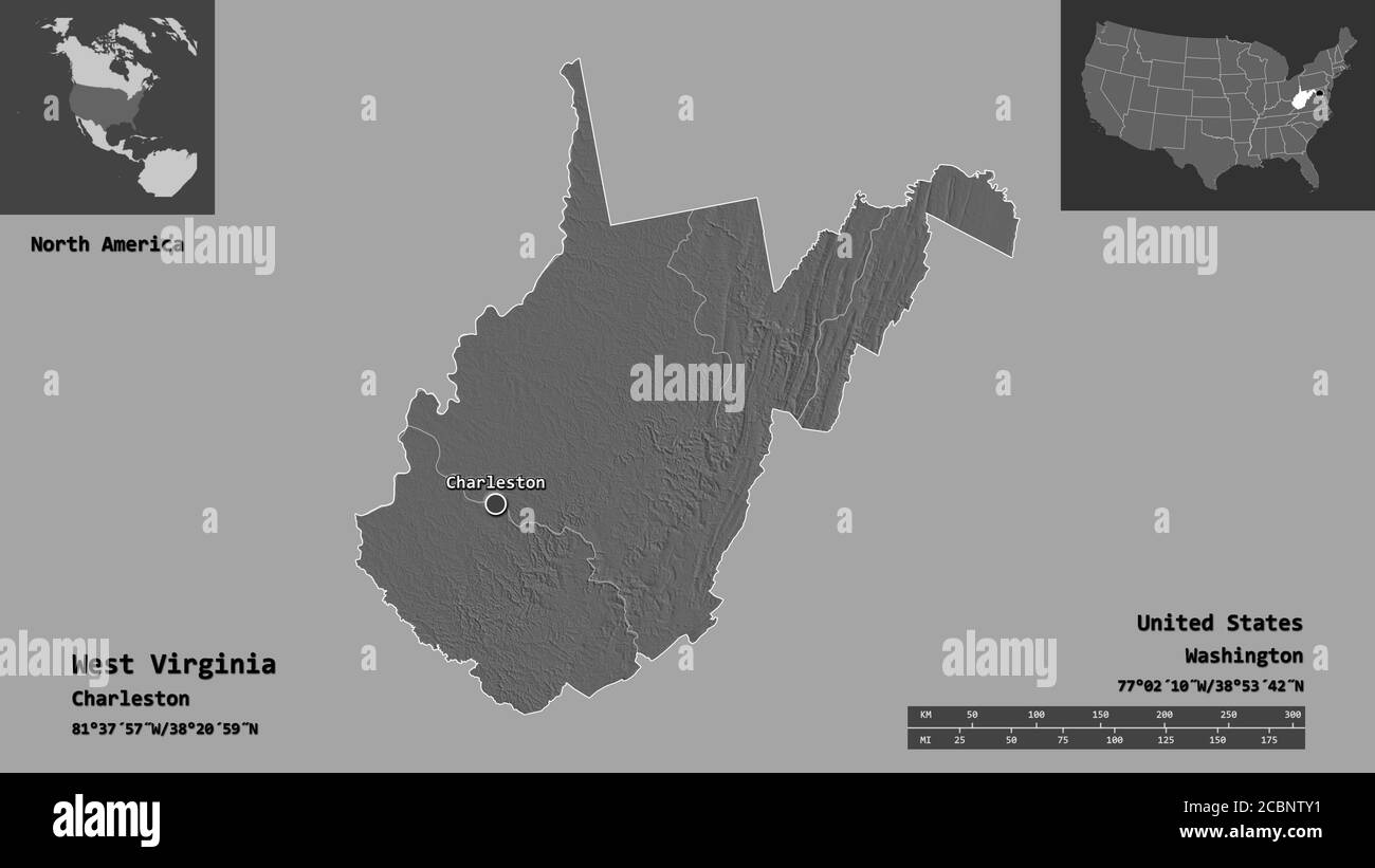 Shape of West Virginia, state of Mainland United States, and its