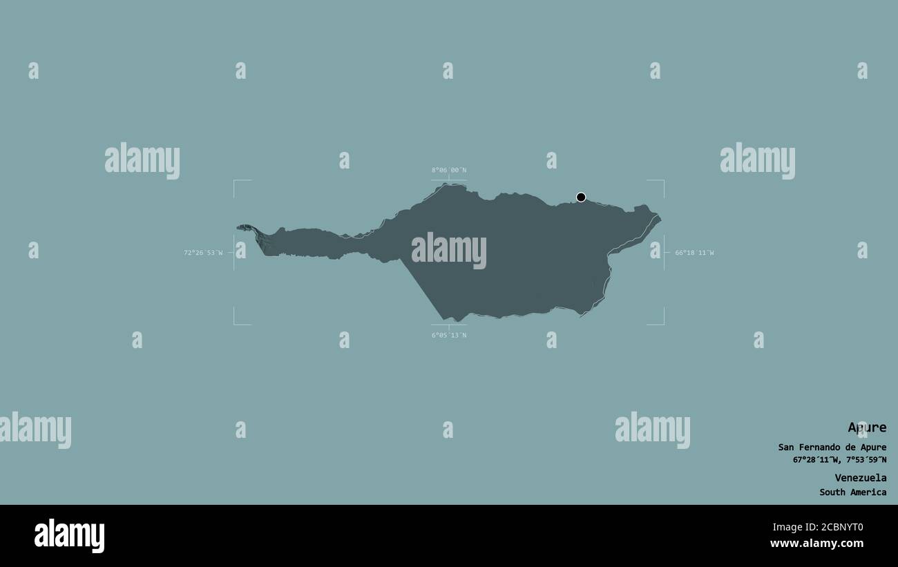 Area of Apure, state of Venezuela, isolated on a solid background in a ...