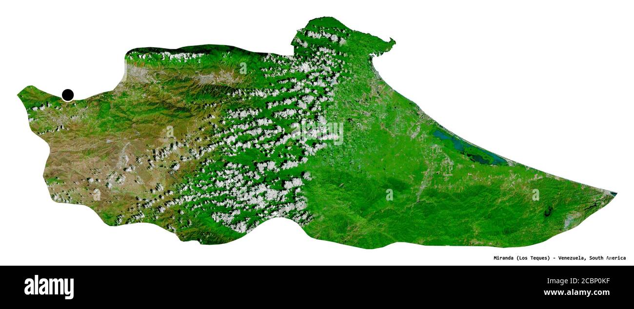 Shape of Miranda, state of Venezuela, with its capital isolated on ...