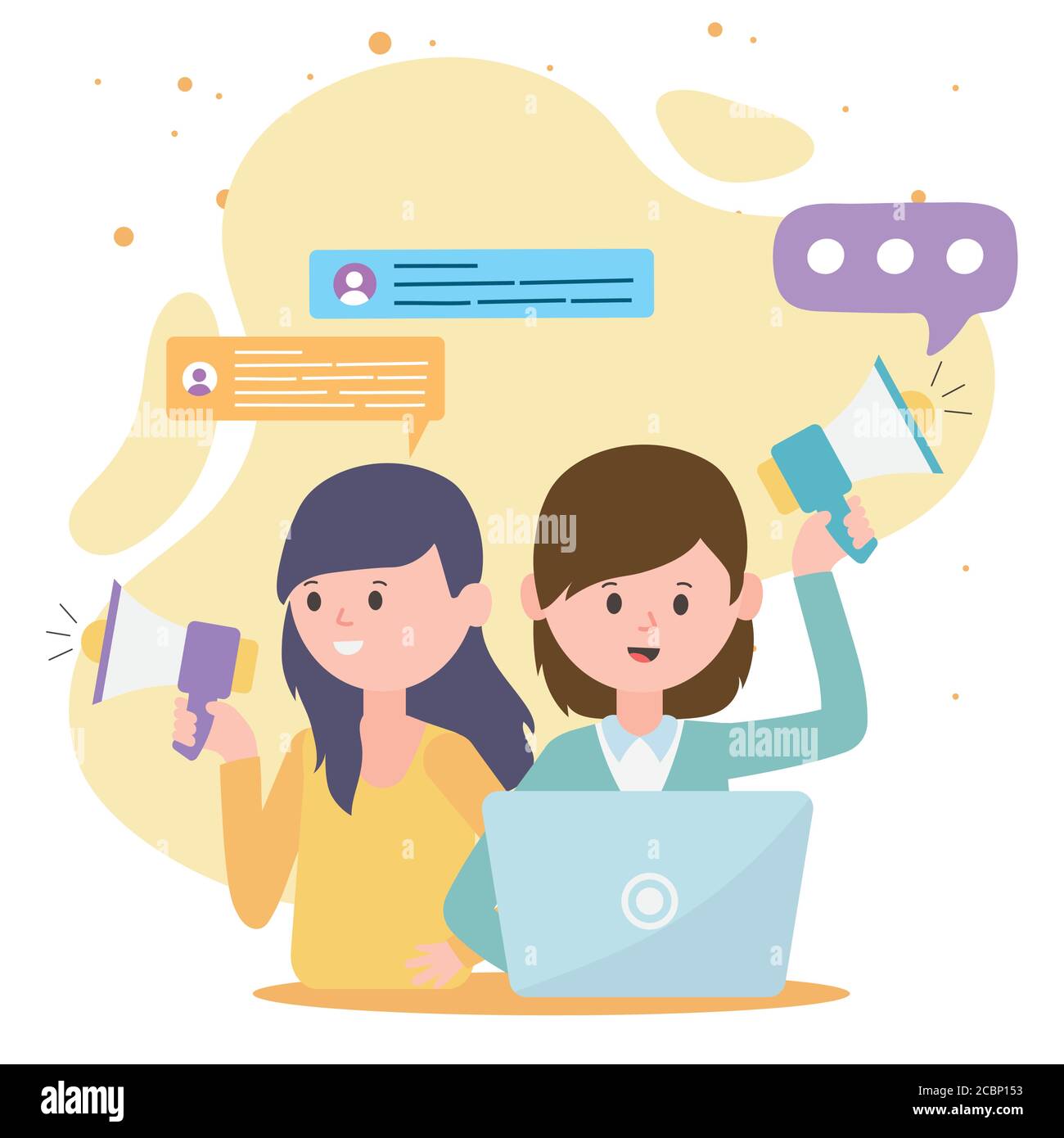 Business Person Talking Using Loudspeaker And Laptop Social Network Communication And Technologies Vector Illustration Stock Vector Image Art Alamy