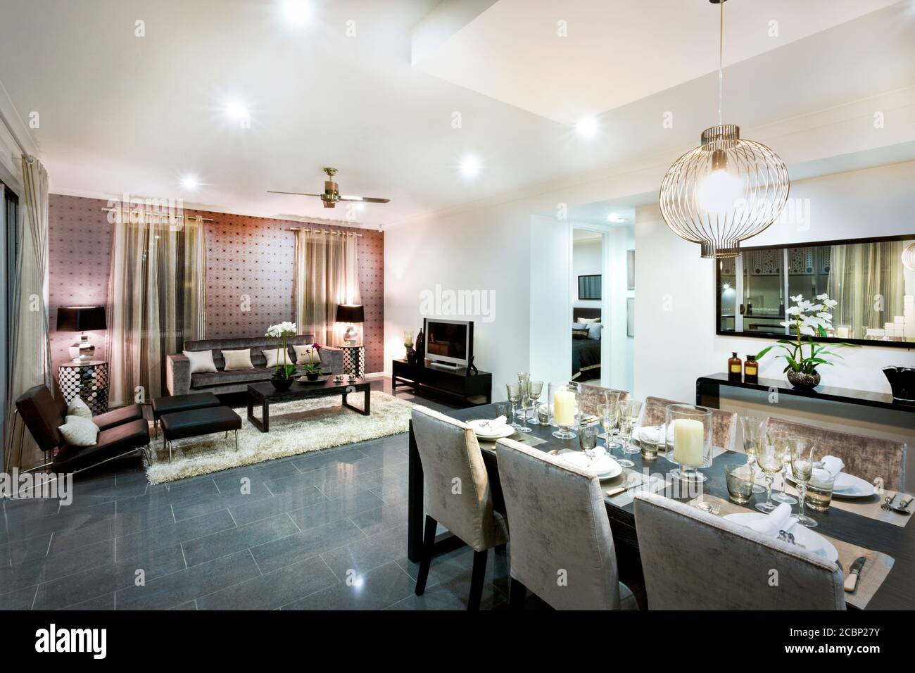 Interior of a modern kitchen and dining room Stock Photo - Alamy