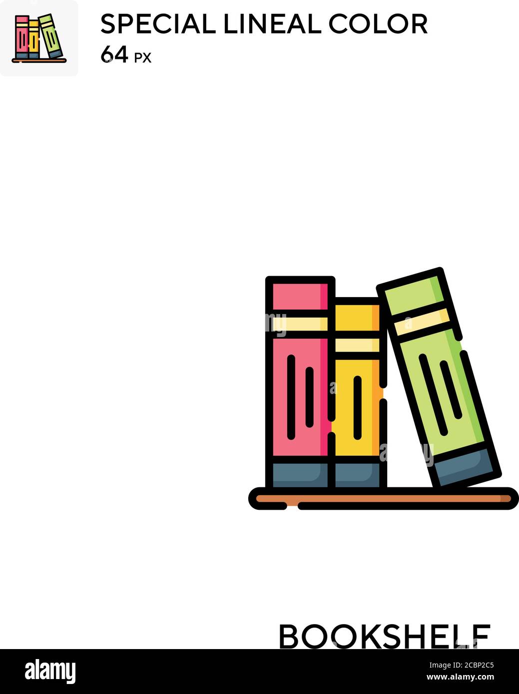 Bookshelf Special lineal color vector icon. Bookshelf icons for your ...