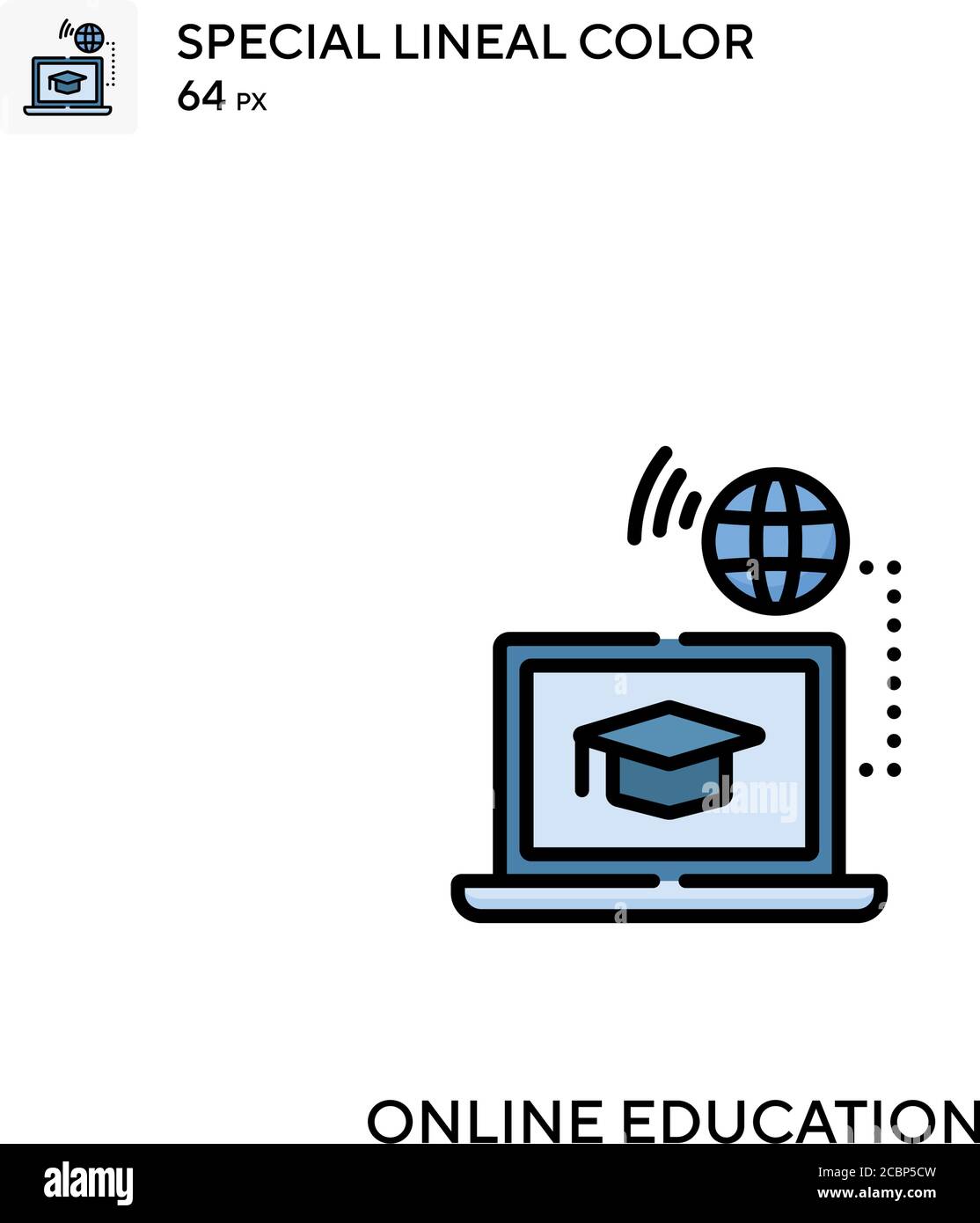 Online education Special lineal color vector icon. Online education ...