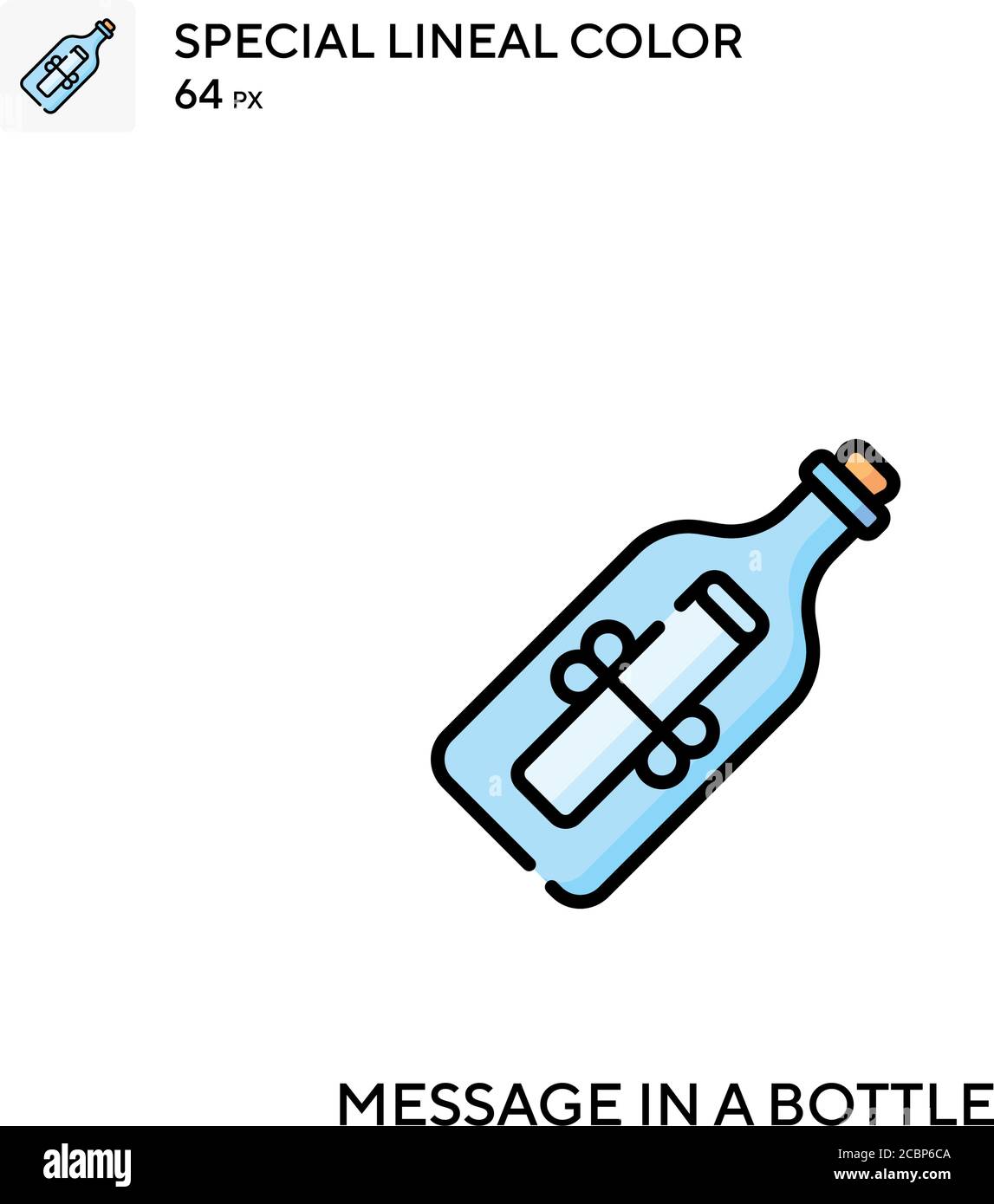 Message in a bottle Special lineal color vector icon. Message in a ...
