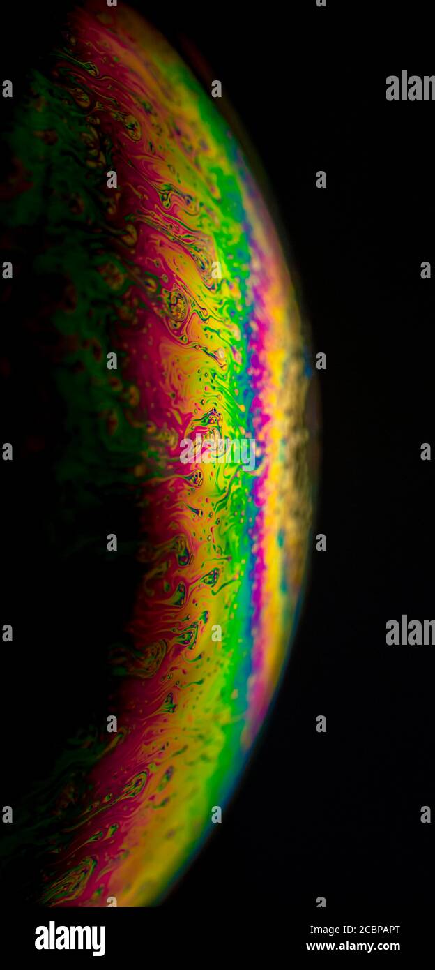 Interference of equal thickness, soap bubble, light reflected in all