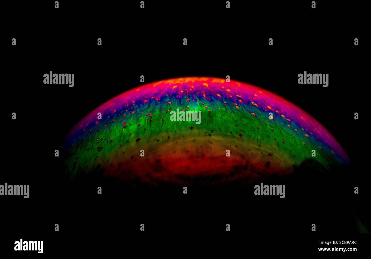 Interference of equal thickness, soap bubble, light reflected in all