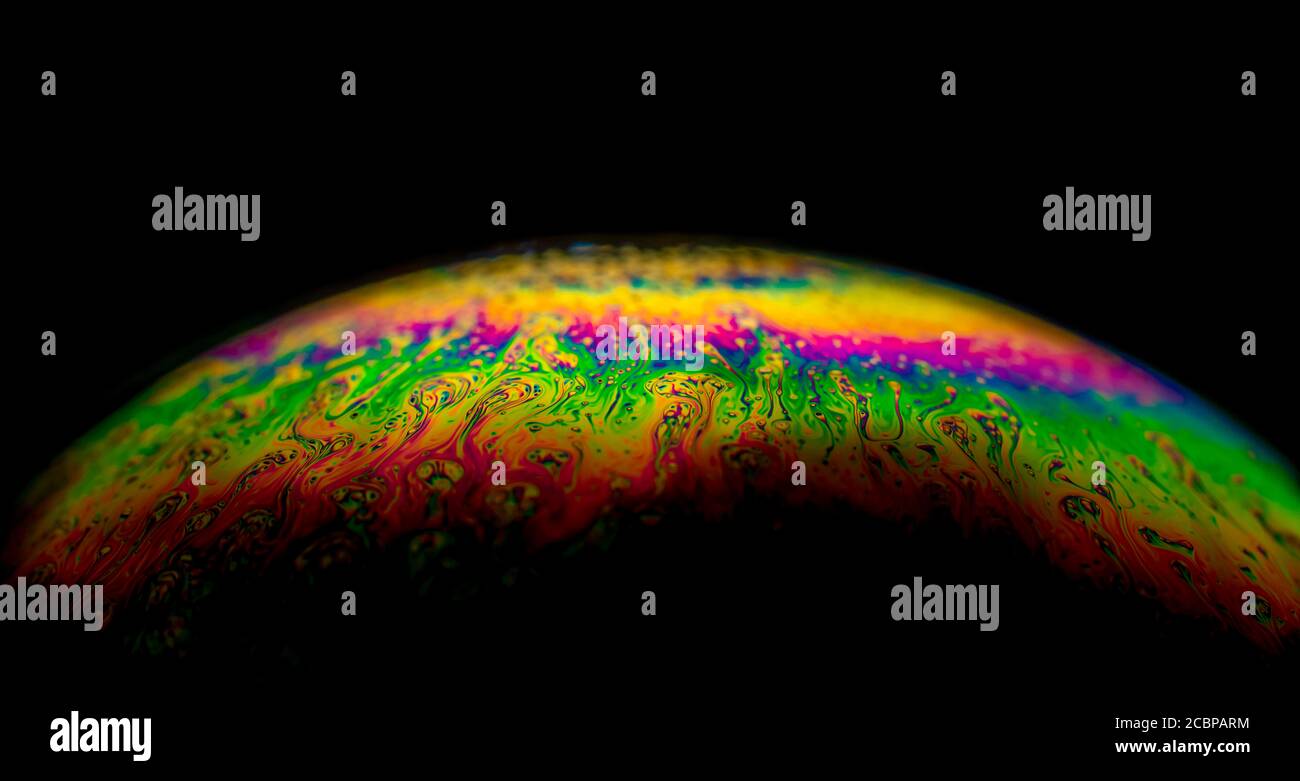 Interference of equal thickness, soap bubble, light reflected in all