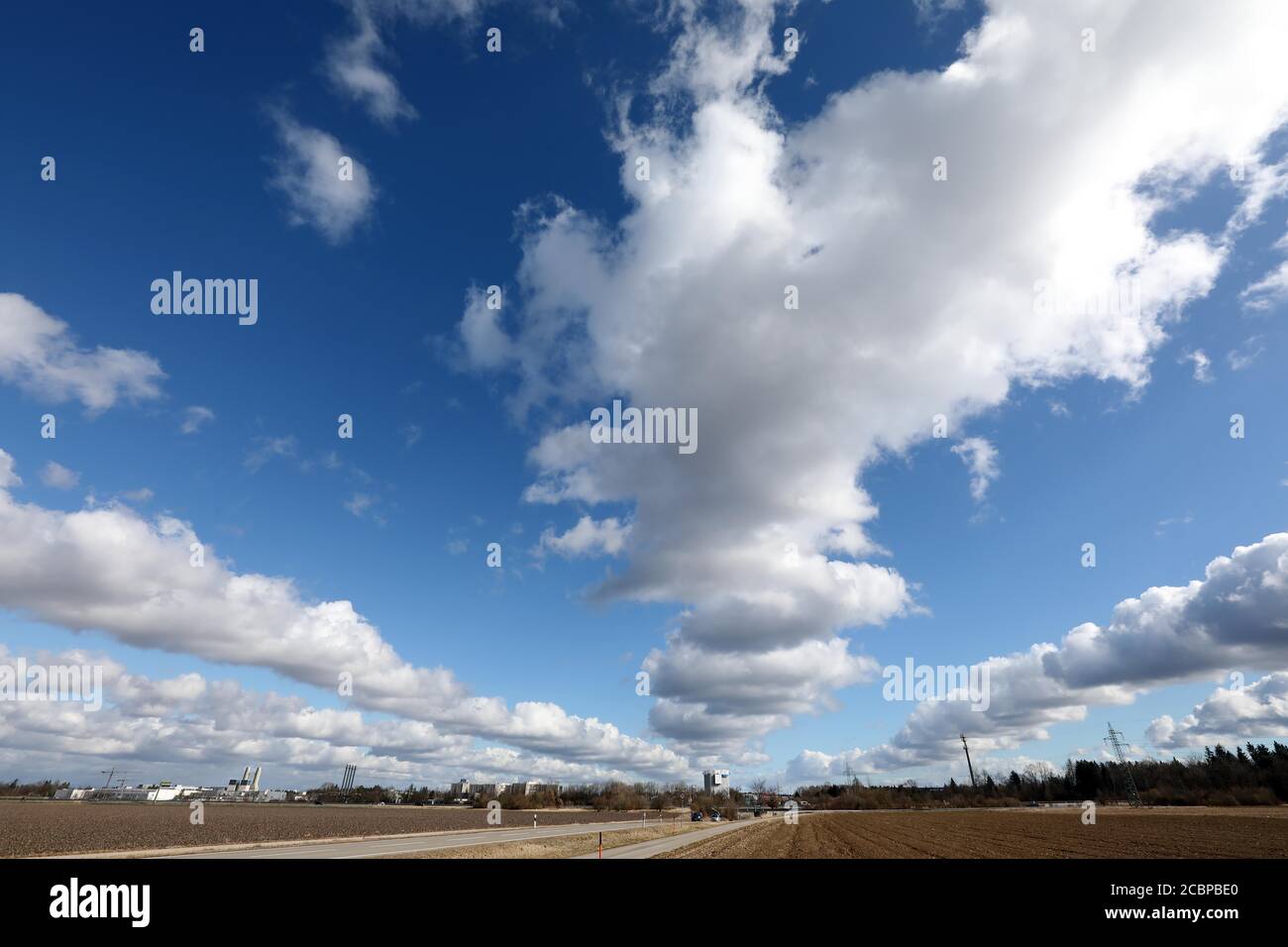 Cloud roads, impressive weather phenomenon over Munich, Upper Bavaria
