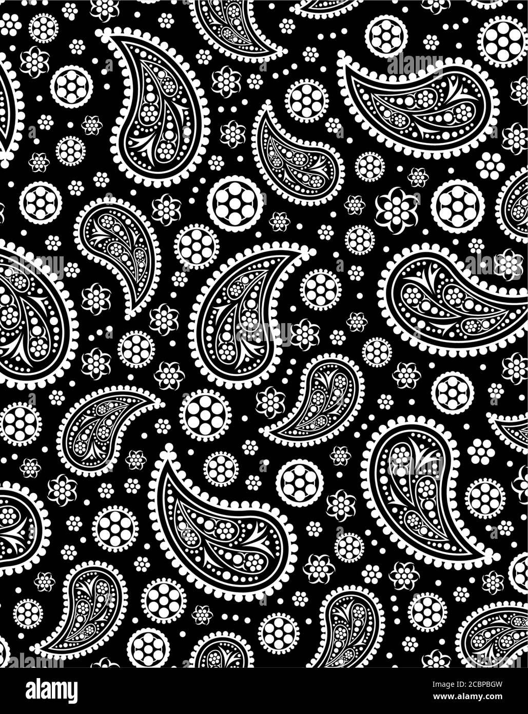 Paisley pattern vector background, seamless floral ornament in