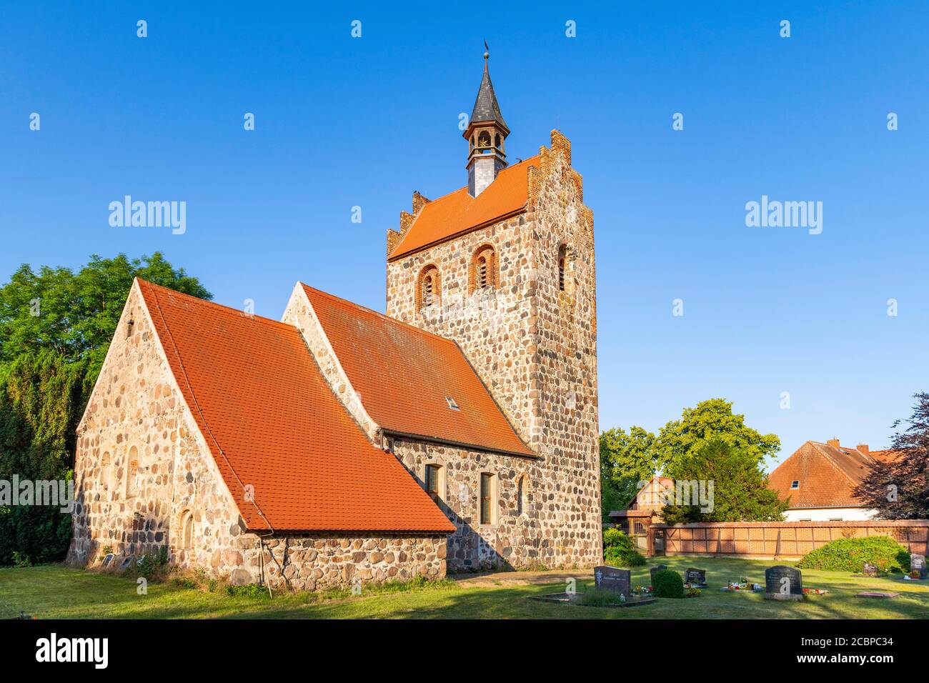 Historical fieldstone church in Neulingen, Arendsee, Altmark, Saxony-Anhalt, Germany Stock Photo
