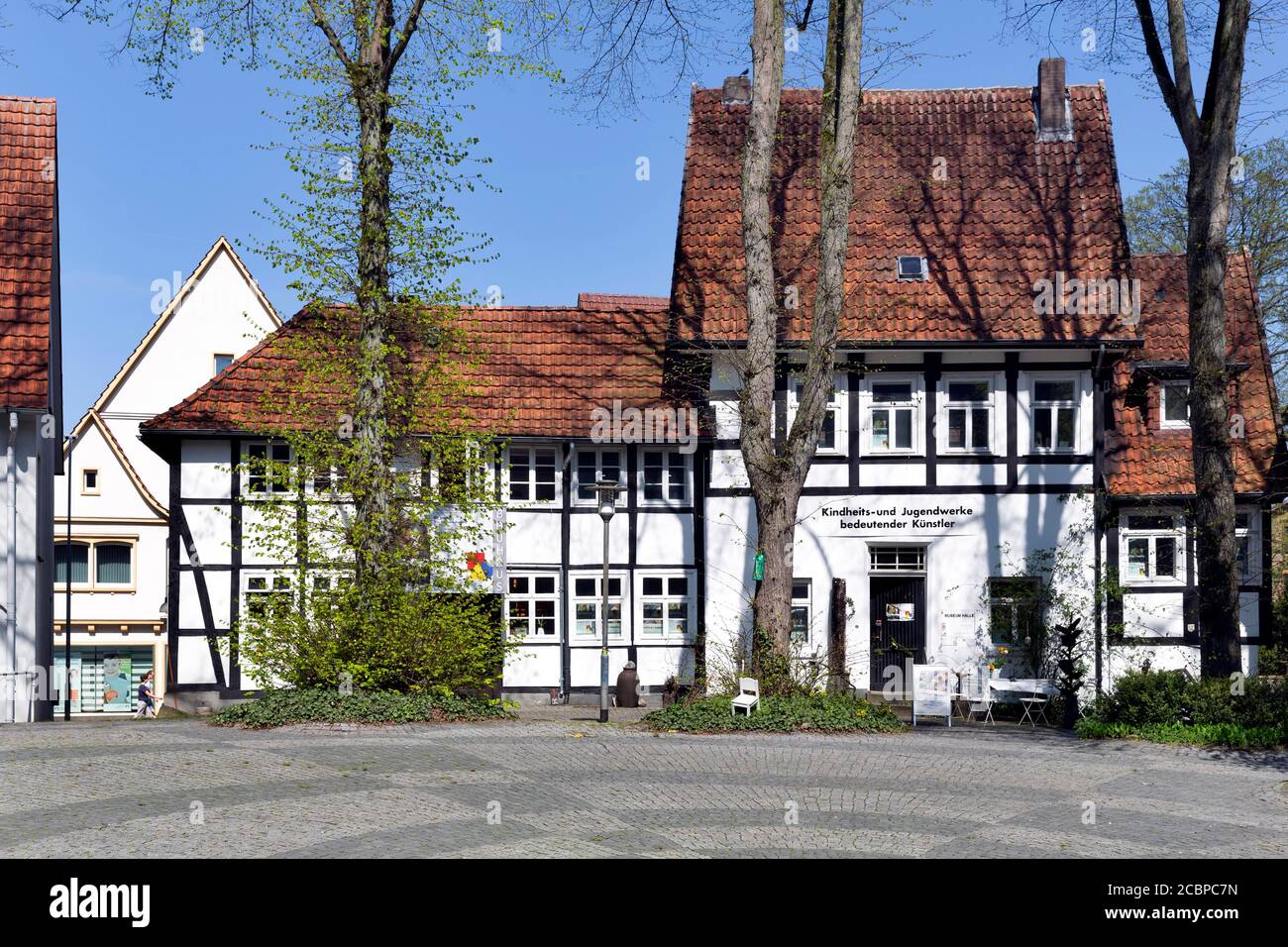 Museum for childhood and youth works of important artists, half-timbered houses in Haller Herz, Halle, East Westphalia, North Rhine-Westphalia Stock Photo