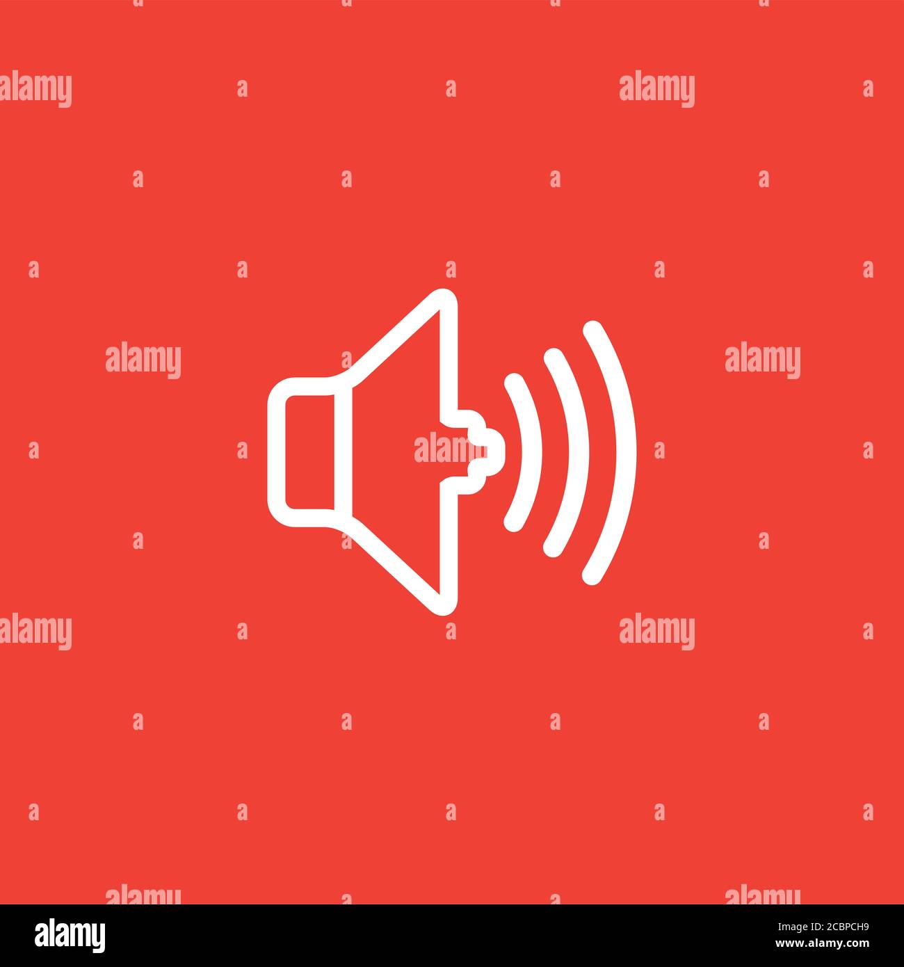 Sound Line Icon On Red Background. Red Flat Style Vector Illustration ...