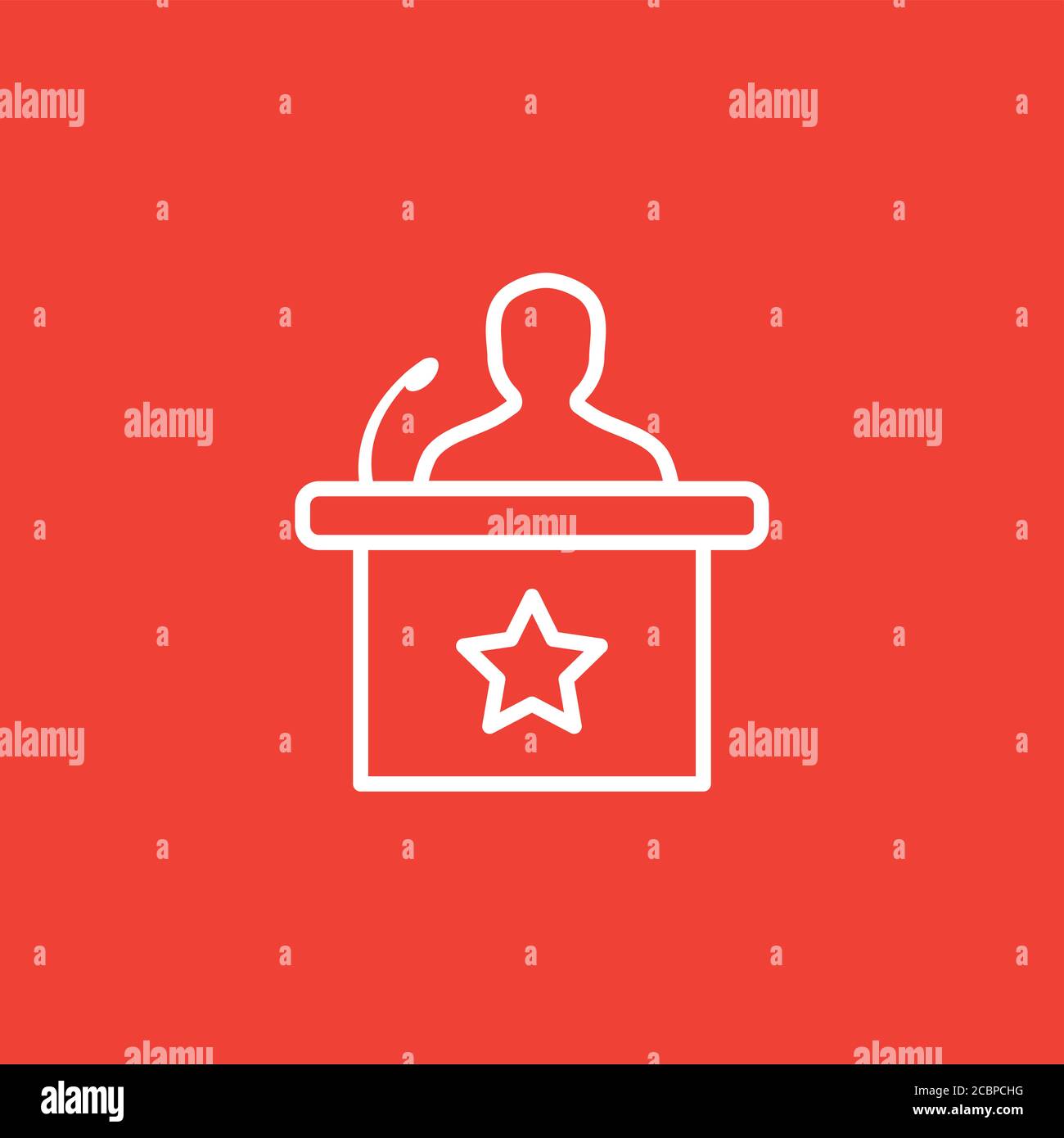 Speaker Line Icon On Red Background. Red Flat Style Vector Illustration ...