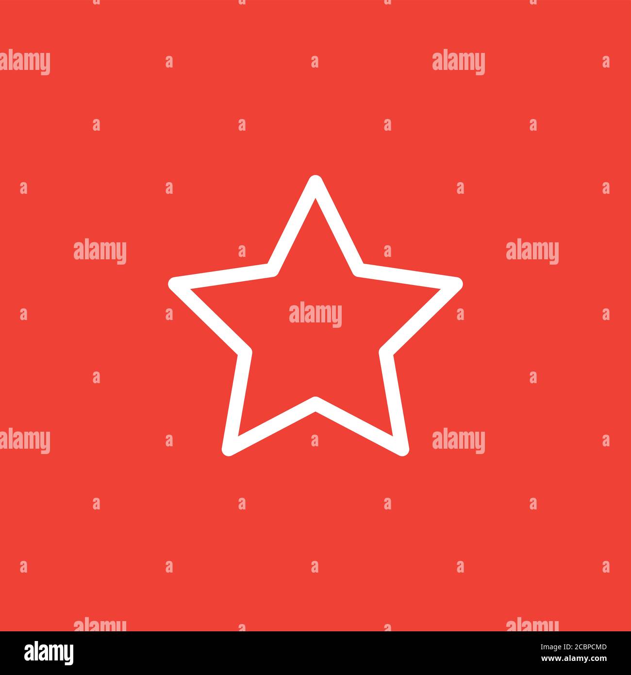 Star Line Icon On Red Background. Red Flat Style Vector Illustration ...