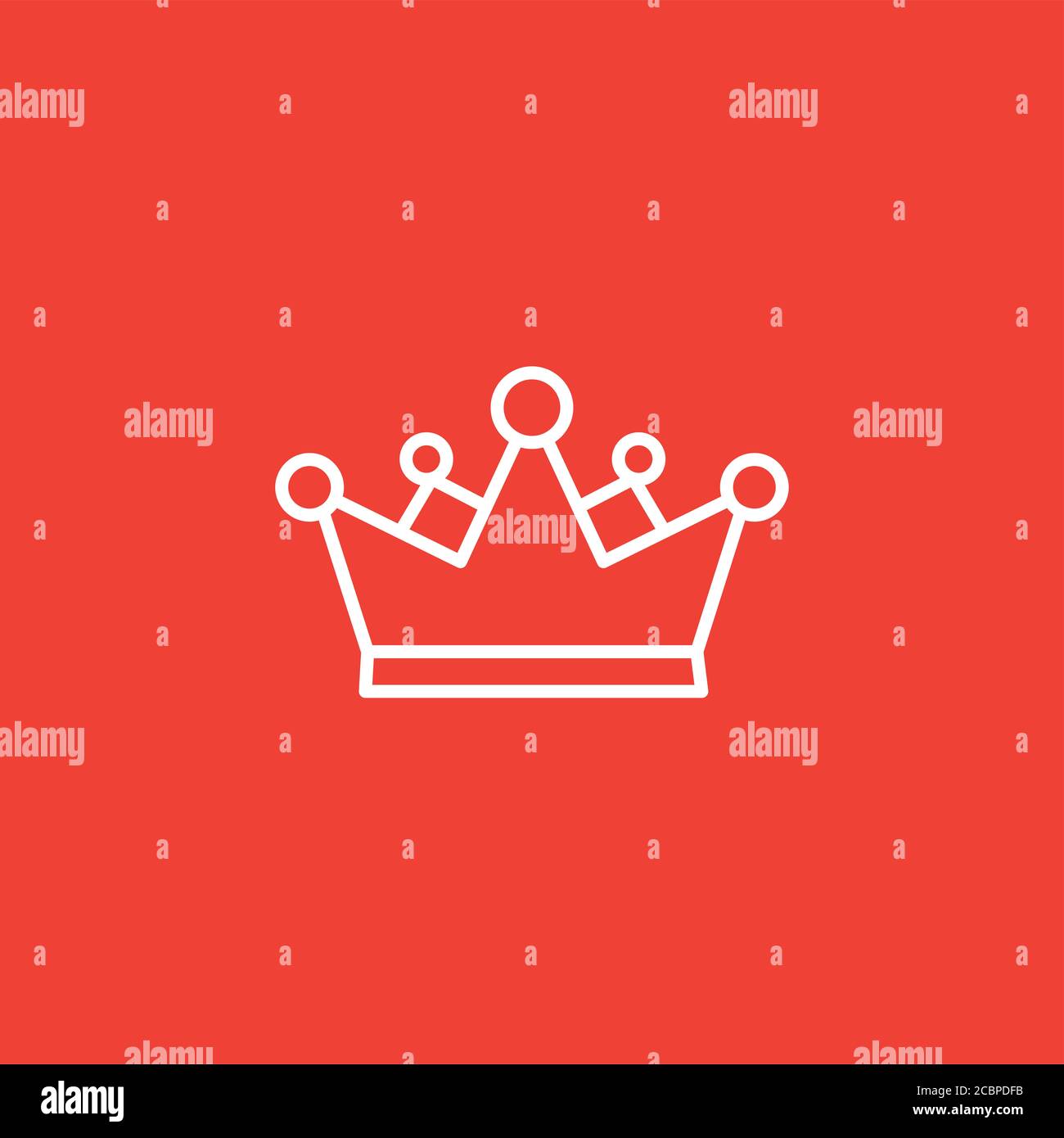 Crown Line Icon On Red Background. Red Flat Style Vector Illustration ...