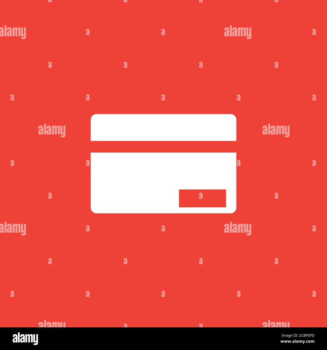 Credit Card Icon On Red Background. Red Flat Style Vector Illustration ...