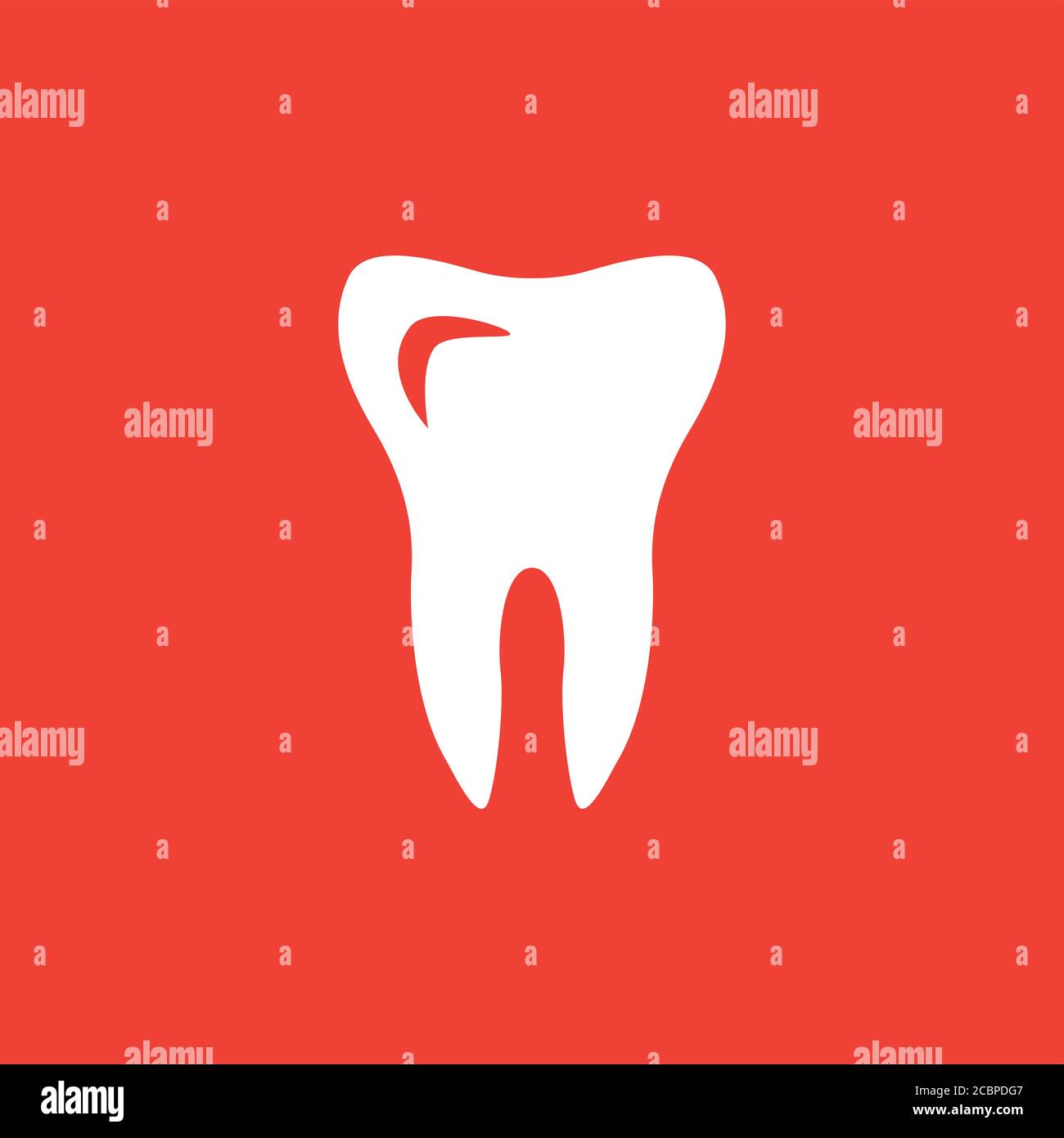 Tooth Icon On Red Background. Red Flat Style Vector Illustration Stock ...