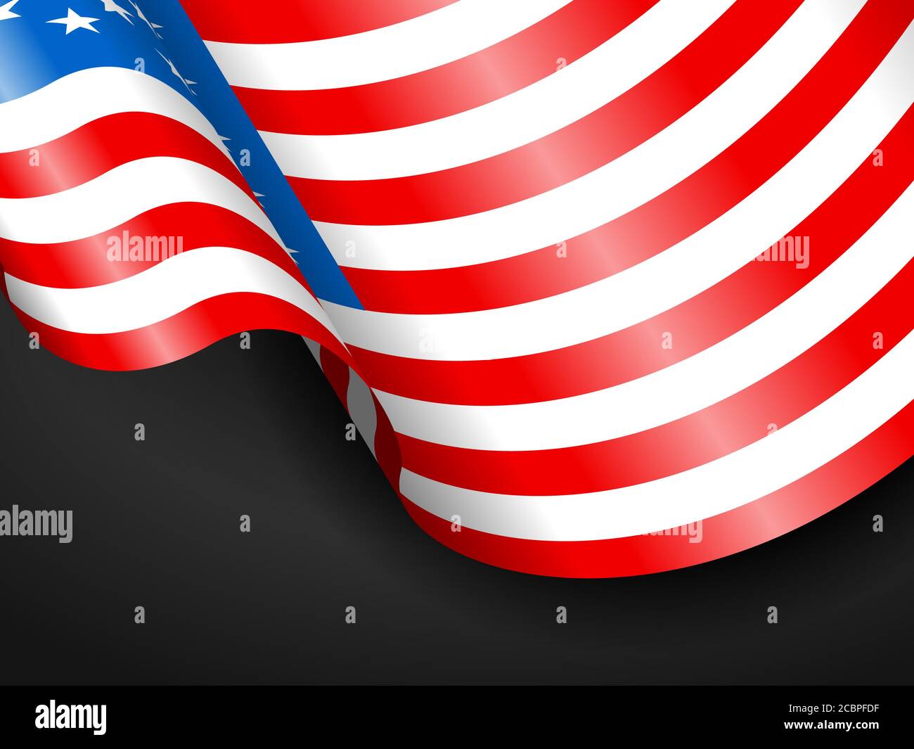 Waving USA flag on black background. Vector illustration Stock Photo ...