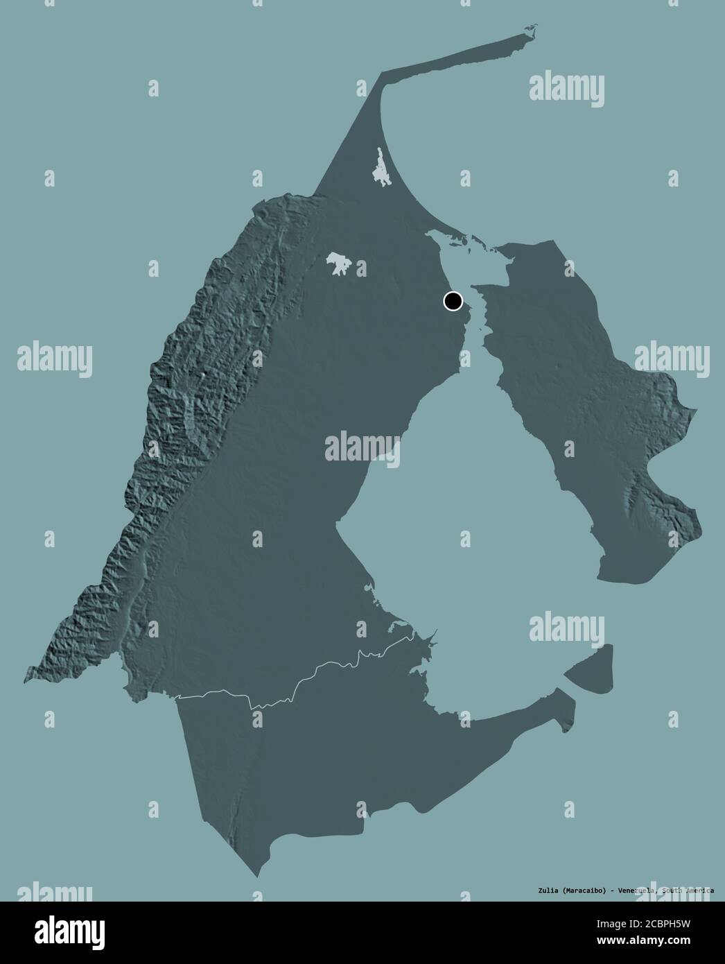 Shape of Zulia, state of Venezuela, with its capital isolated on a ...