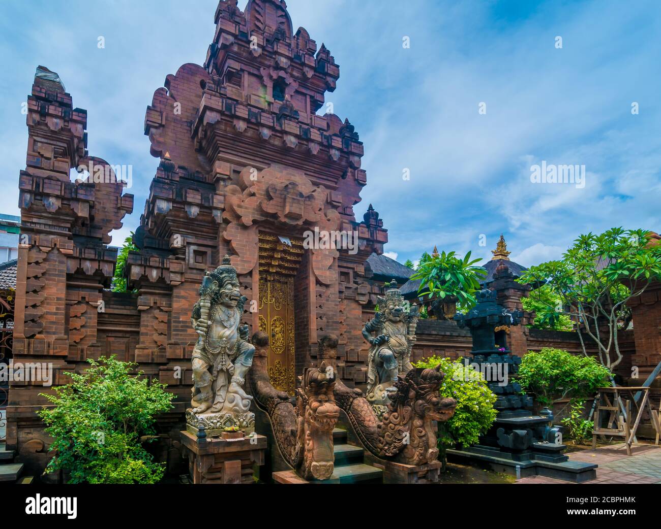 Statues at the entrance of a hinduist temple in Bali, Indonesia Stock ...