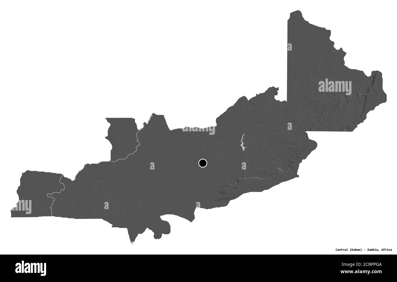 Map Of Central Province Zambia Shape Of Central, Province Of Zambia, With Its Capital Isolated On White  Background. Bilevel Elevation Map. 3D Rendering Stock Photo - Alamy