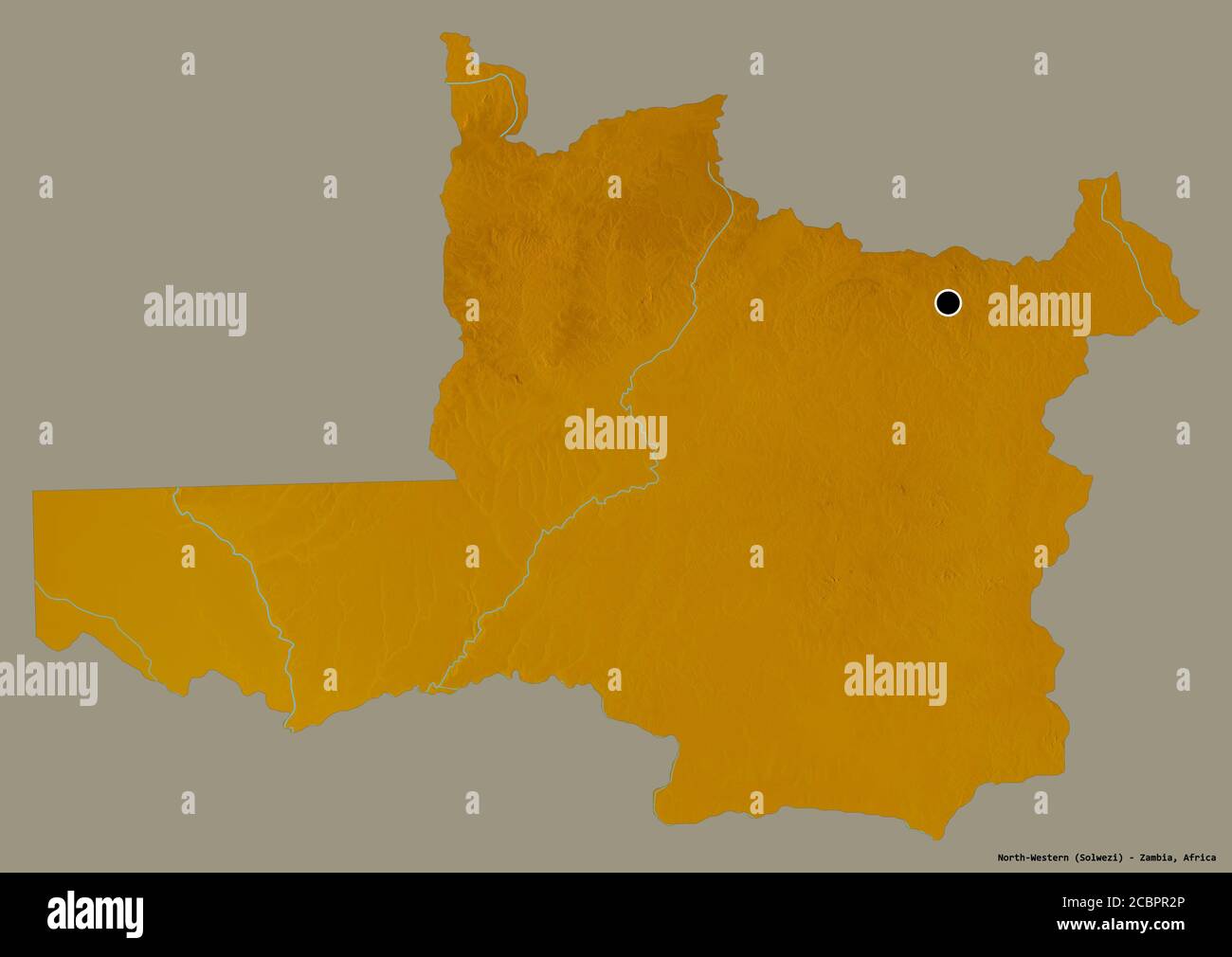 Map Of North Western Province Zambia Shape Of North-Western, Province Of Zambia, With Its Capital Isolated On A  Solid Color Background. Topographic Relief Map. 3D Rendering Stock Photo -  Alamy