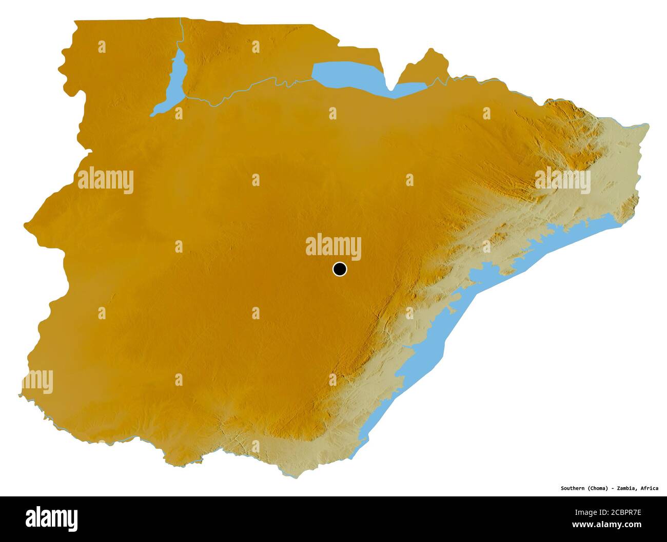 Map Of Southern Province Zambia Shape Of Southern, Province Of Zambia, With Its Capital Isolated On White  Background. Topographic Relief Map. 3D Rendering Stock Photo - Alamy