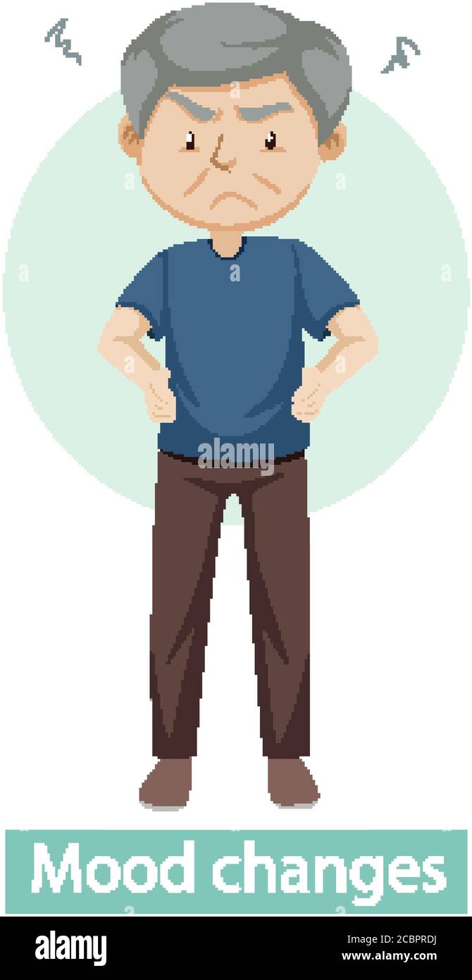 Cartoon character with mood changes symptoms illustration Stock Vector