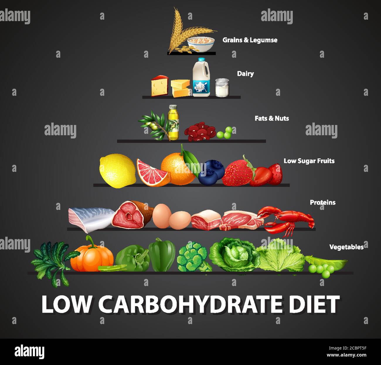 Low carbohydrate diet diagram illustration Stock Vector Image & Art - Alamy