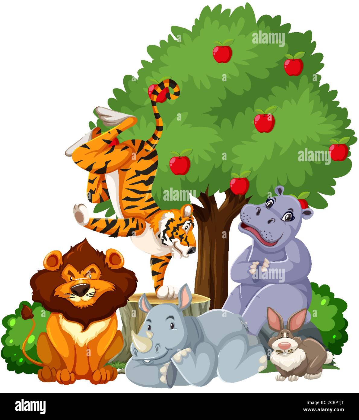 Happy animals in nature illustration Stock Vector Image & Art - Alamy
