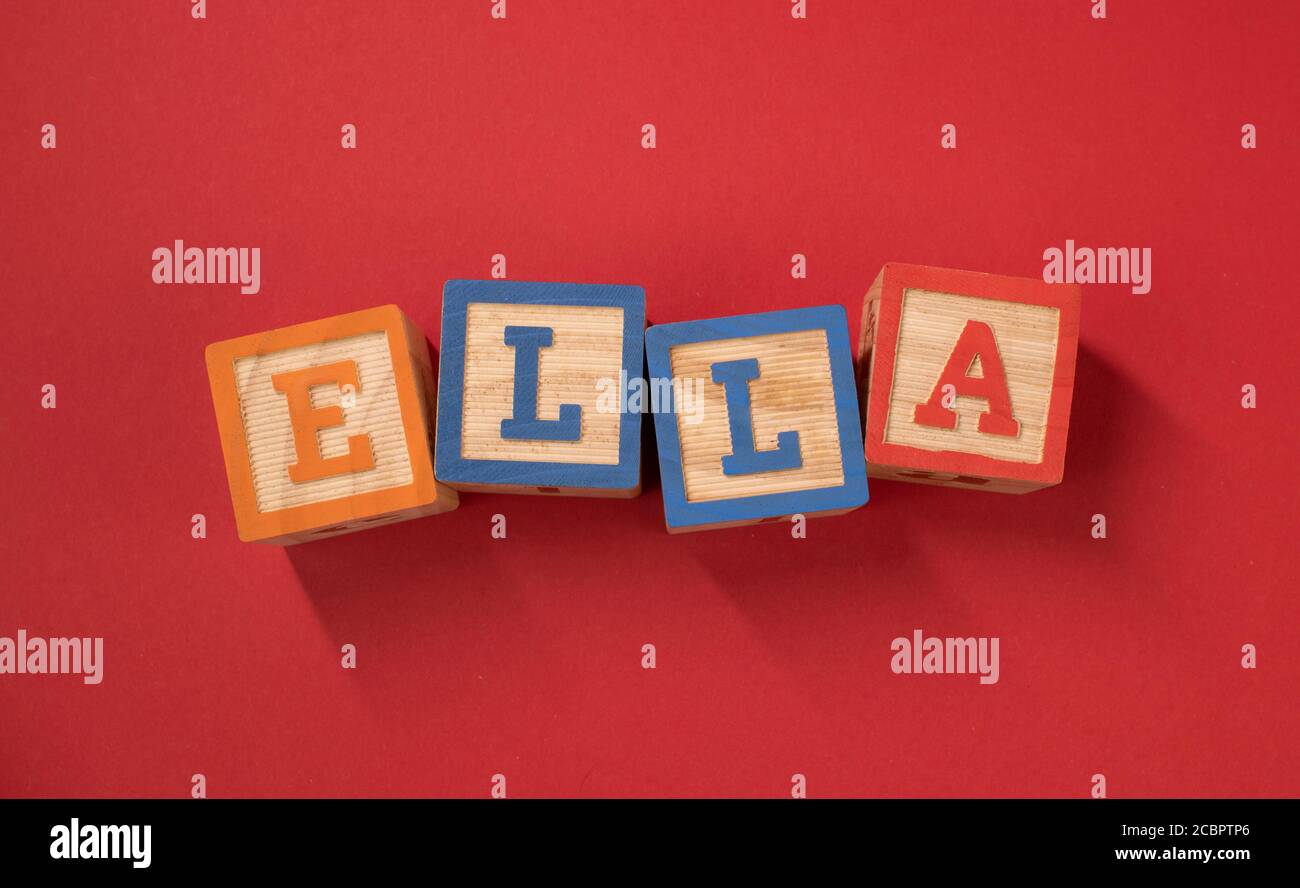 Name Ella made with wooden blocks Stock Photo