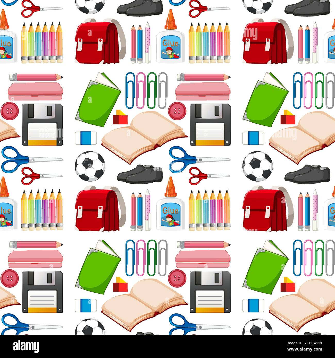 Set of stationary tools and school seamless illustration Stock Vector