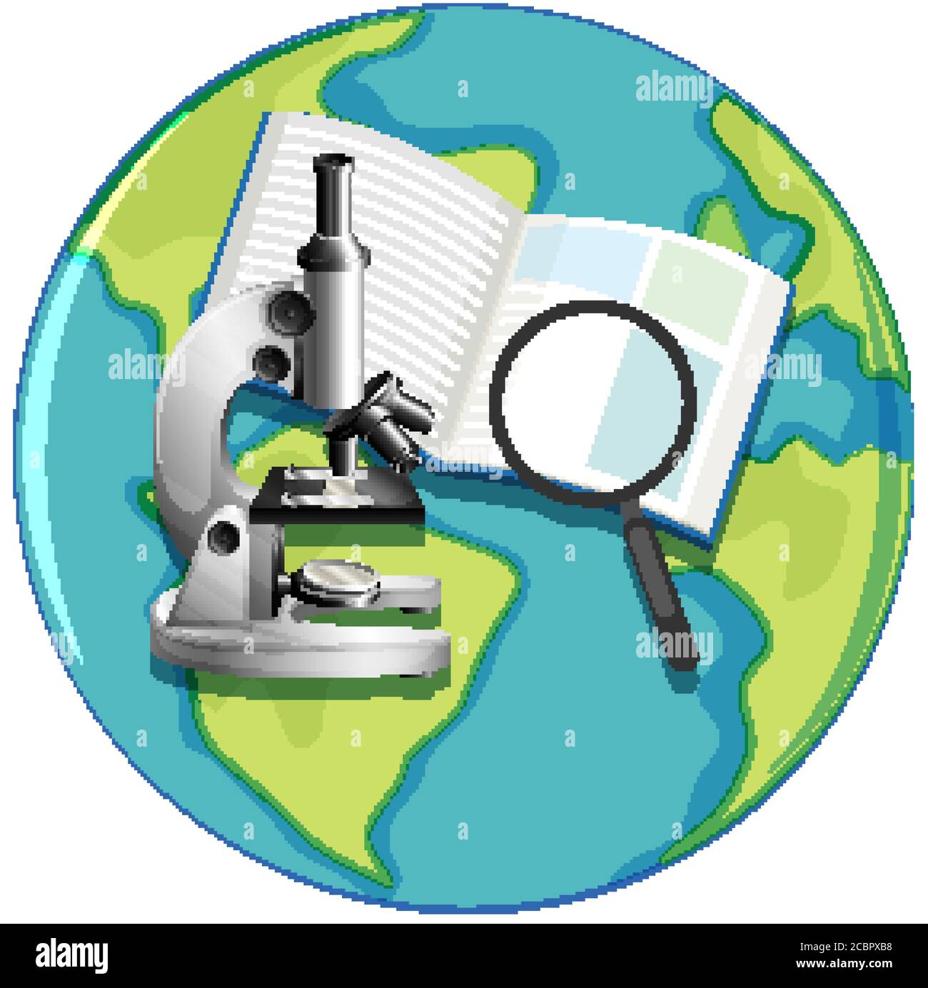 Earth globe icon with microscope cartoon style isolated illustration Stock  Vector Image & Art - Alamy