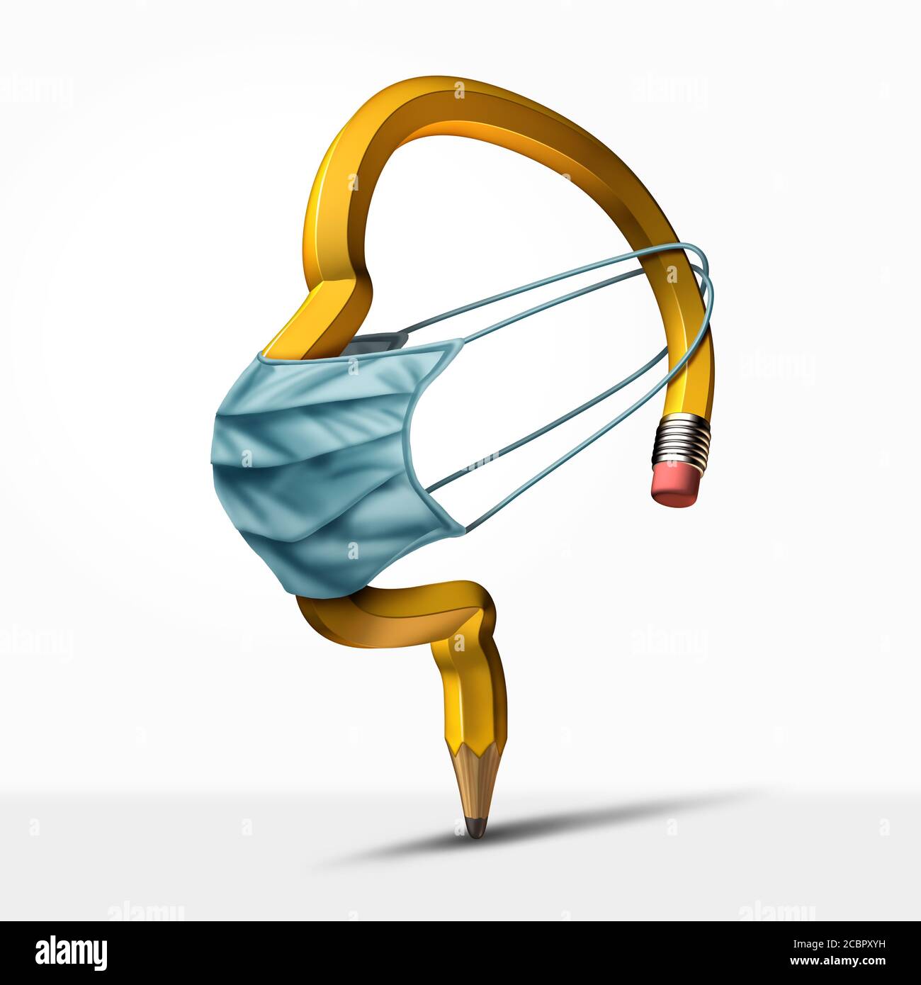 School health safety and student medical symbol as an education symbol and coronavirus or covid-19 lockdown with 3D illustration elements. Stock Photo