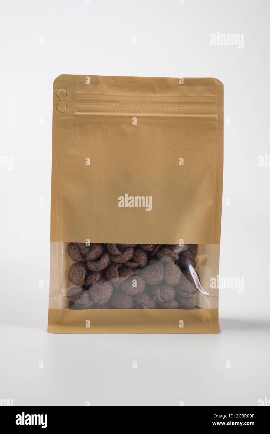 Download Blank Standing Pouch Mockup With Transparent Window Stock Photo Alamy