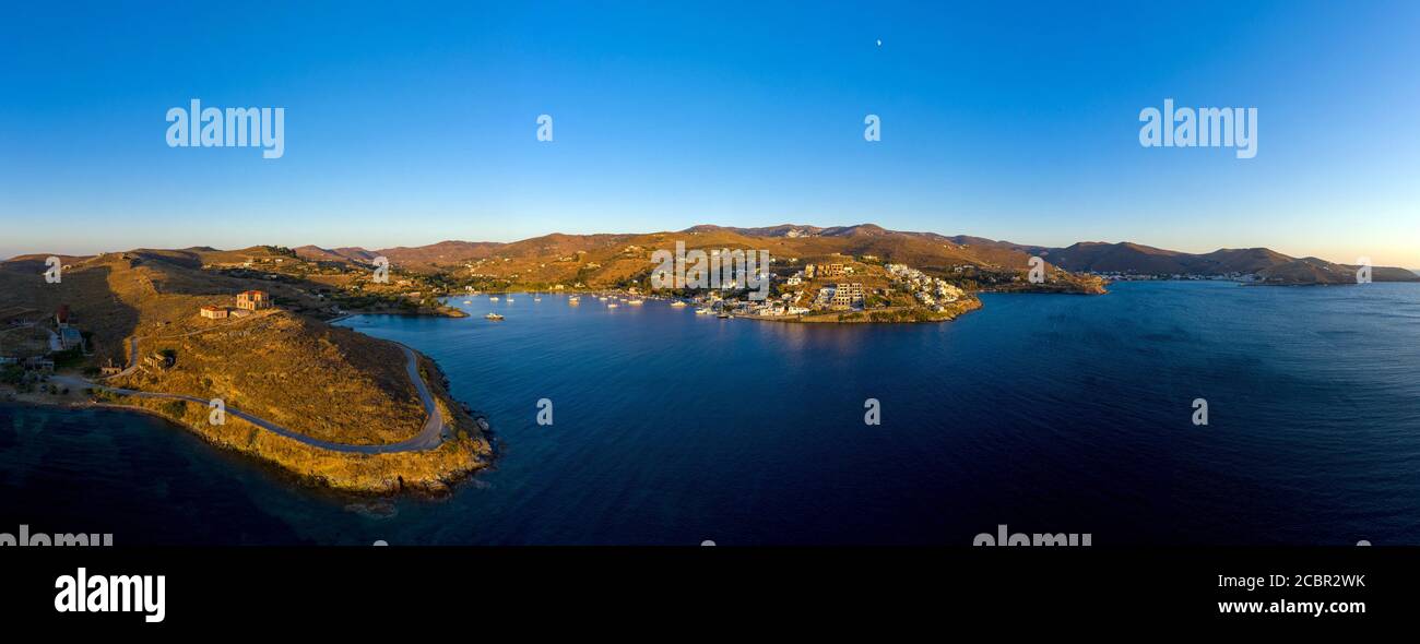 Mediterranean sea. Beautiful sunset and a lighthouse at Kea island, Greece.  Stock Photo by rawf8