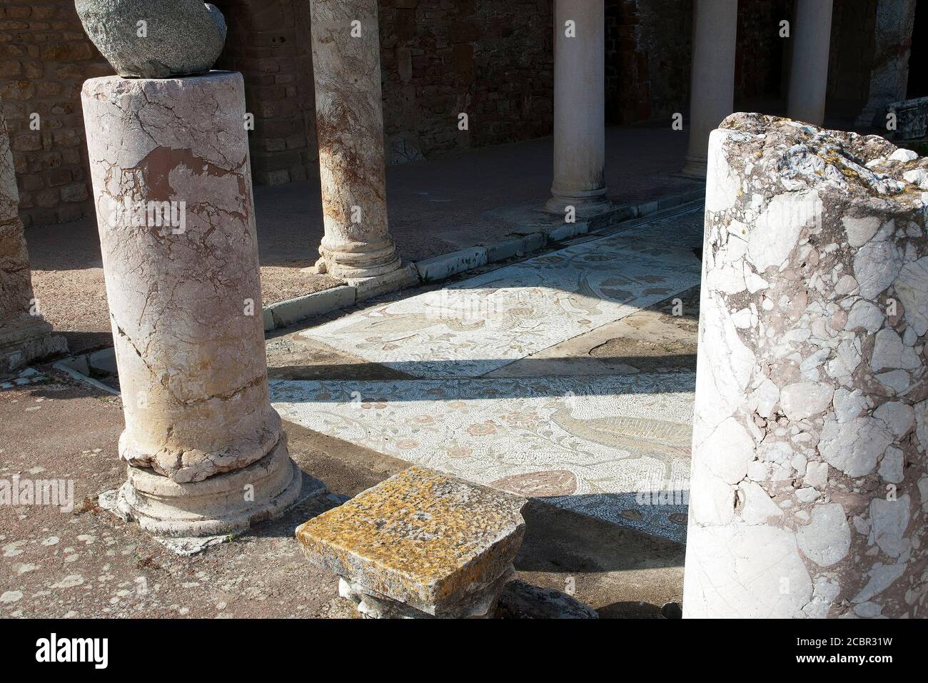 Carthage Tunisia, roman villa ruins with mosaic floor Stock Photo
