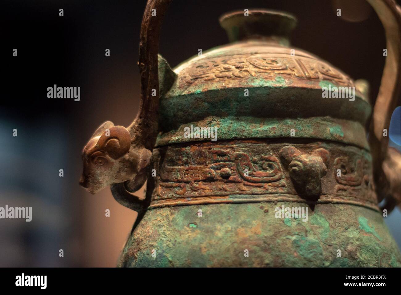 Luoyang, Henan Province / China - January 5, 2016: Ancient Chinese bronze vessel (Ding) exhibited in Luoyang museum, Luoyang, China Stock Photo