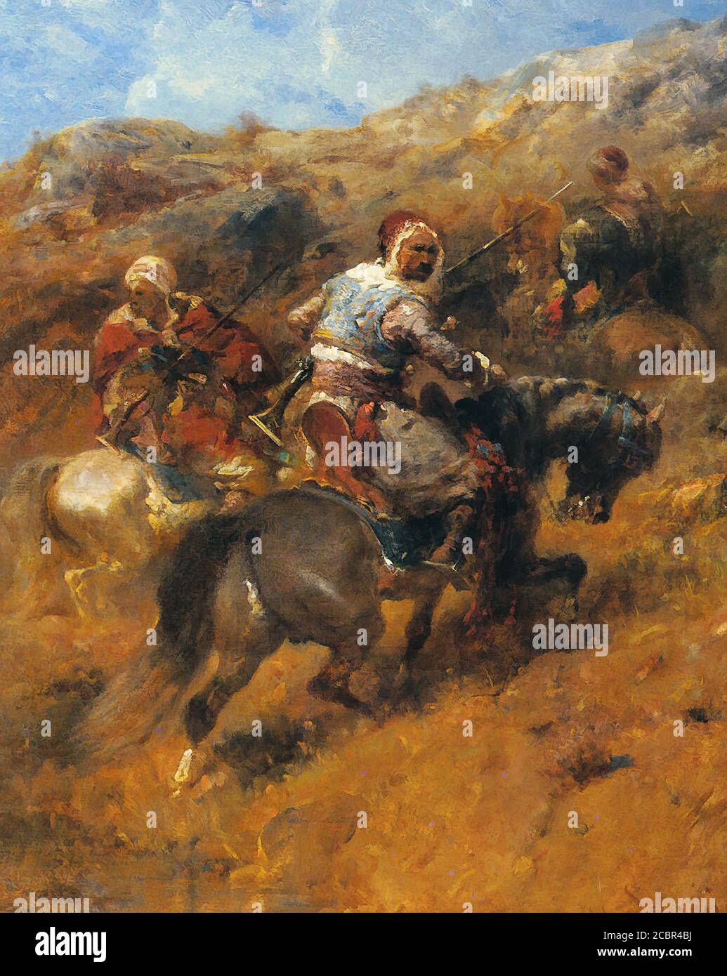 Schreyer Adolf - Arab Warriors on a Hillside - German School - 19th  Century Stock Photo