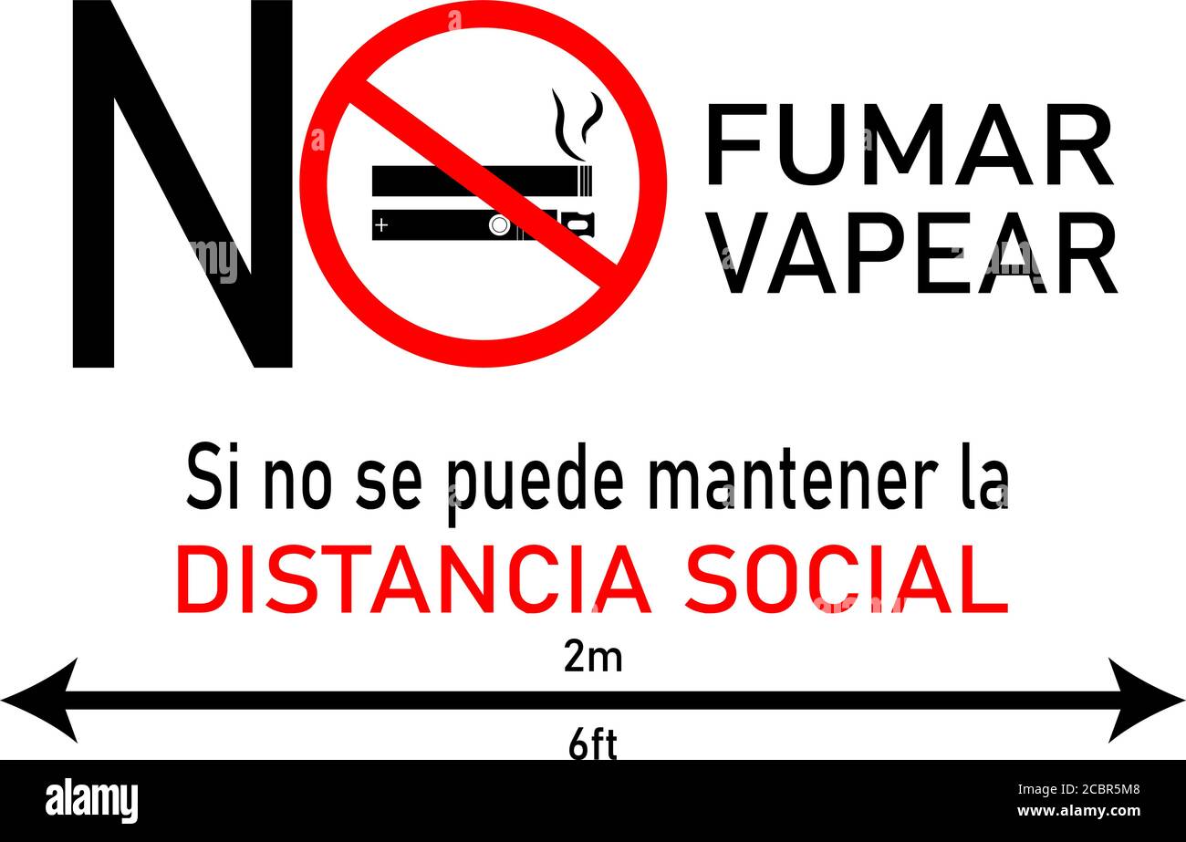 Vector illustration in spanish "No smoking, no vaping if you can't keep