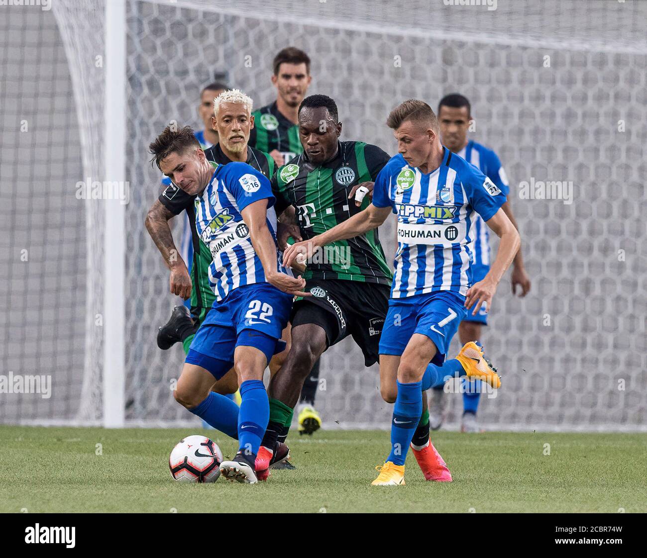 BUDAPEST, HUNGARY - APRIL 2: Krisztian Lisztes of Ferencvarosi TC  celebrates with teammates after scoring a goal during the Hungarian OTP  Bank Liga match between Ferencvarosi TC and MOL Fehervar FC at