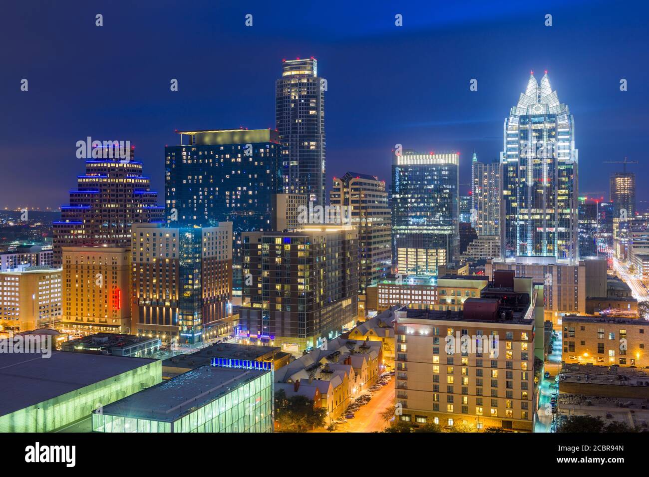 Austin, Texas, USA rooftop skyline at dusk Stock Photo Alamy