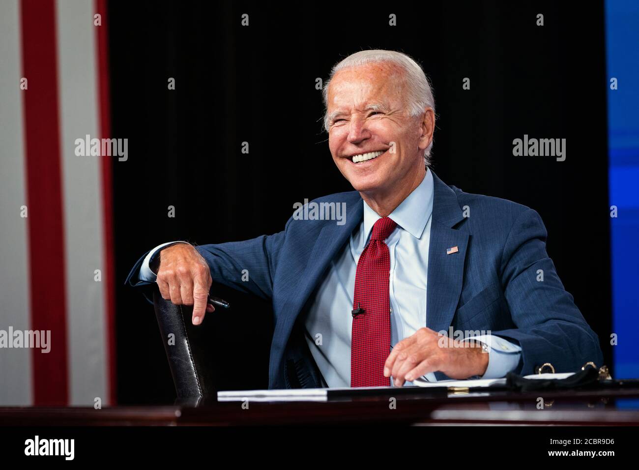 WILMINGTON, DELAWARE, USA - 13 August 2020 - US Presidential candidate Joe Biden with Kamala Harris talks at the State of COVID-19 briefing in Wilming Stock Photo