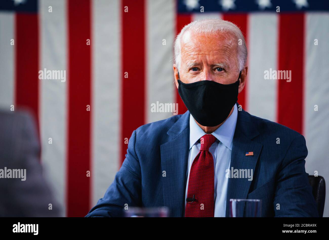 WILMINGTON, DELAWARE, USA - 13 August 2020 - US Presidential candidate Joe Biden with Kamala Harris talks at the State of COVID-19 briefing in Wilming Stock Photo