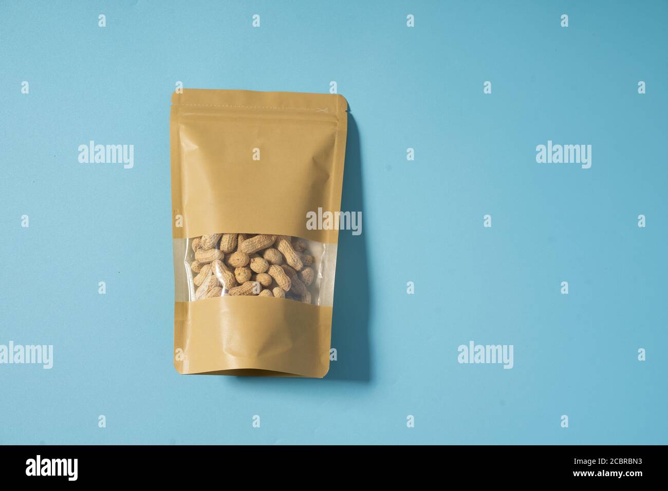 Download Peanut Snack On A Blank Standing Pouch Mockup With Transparent Window Stock Photo Alamy