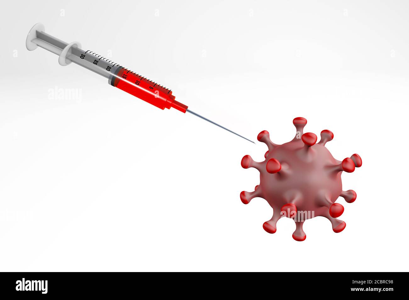 syringe vacinating corona 3d rendering isolated on white Stock Photo