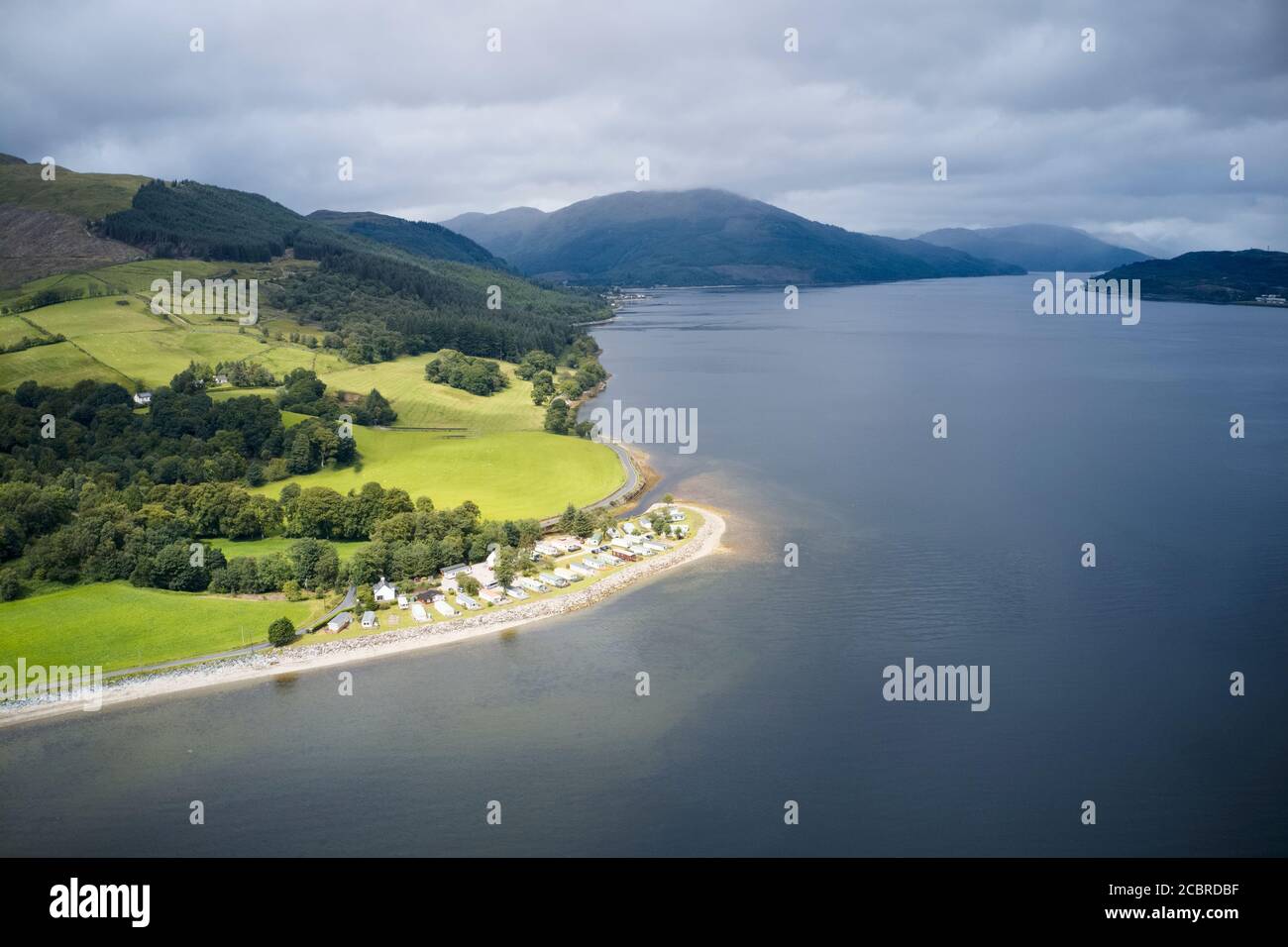 Loch Long aerial view towards Coulport in Argyll and Bute Scotland Stock Photo