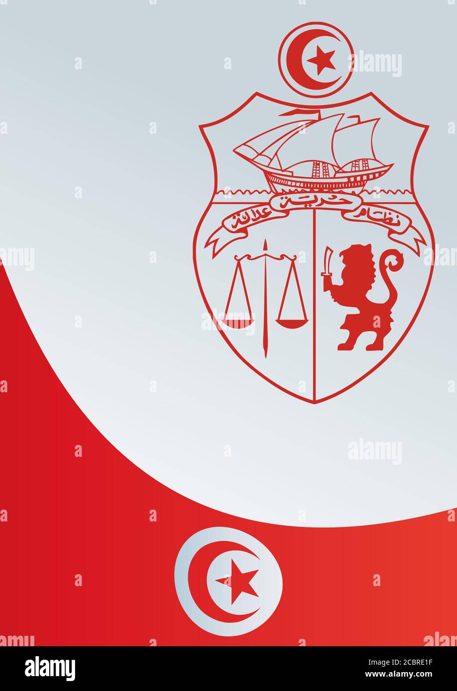 Flag of Tunisia, the template for the award, an official document with the flag of Republic of Tunisia Stock Vector
