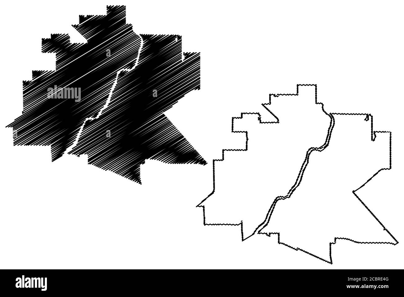 Saskatoon City (Canada, Saskatchewan Province) map vector illustration